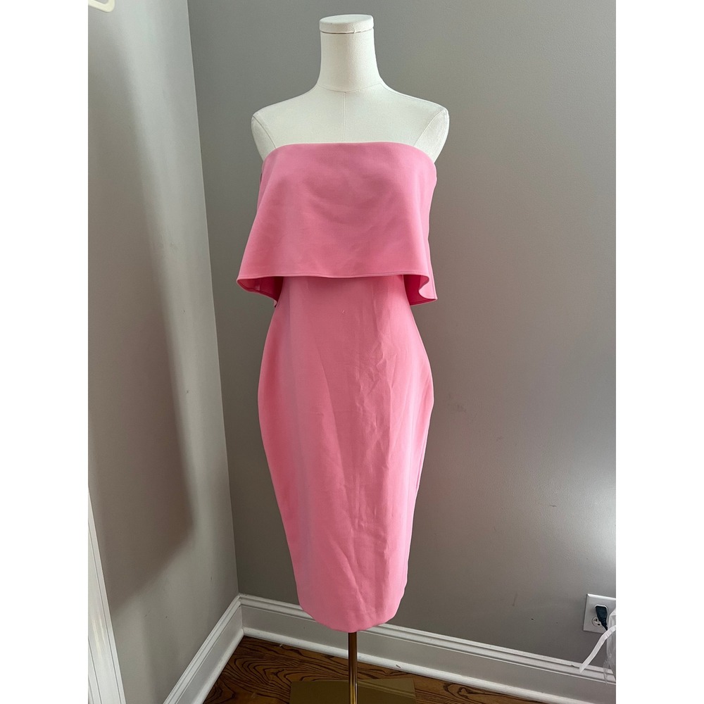 LIKELY Driggs Strapless Ruffle Midi Dress Womens Size 6 Pink Cocktail Wedding